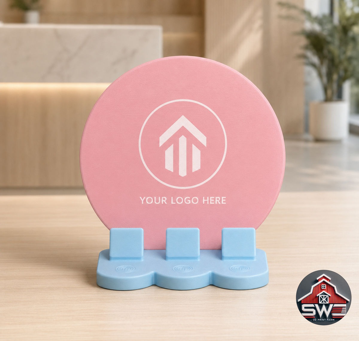 Personalized NFC business stand with custom logo and 3 smart tags