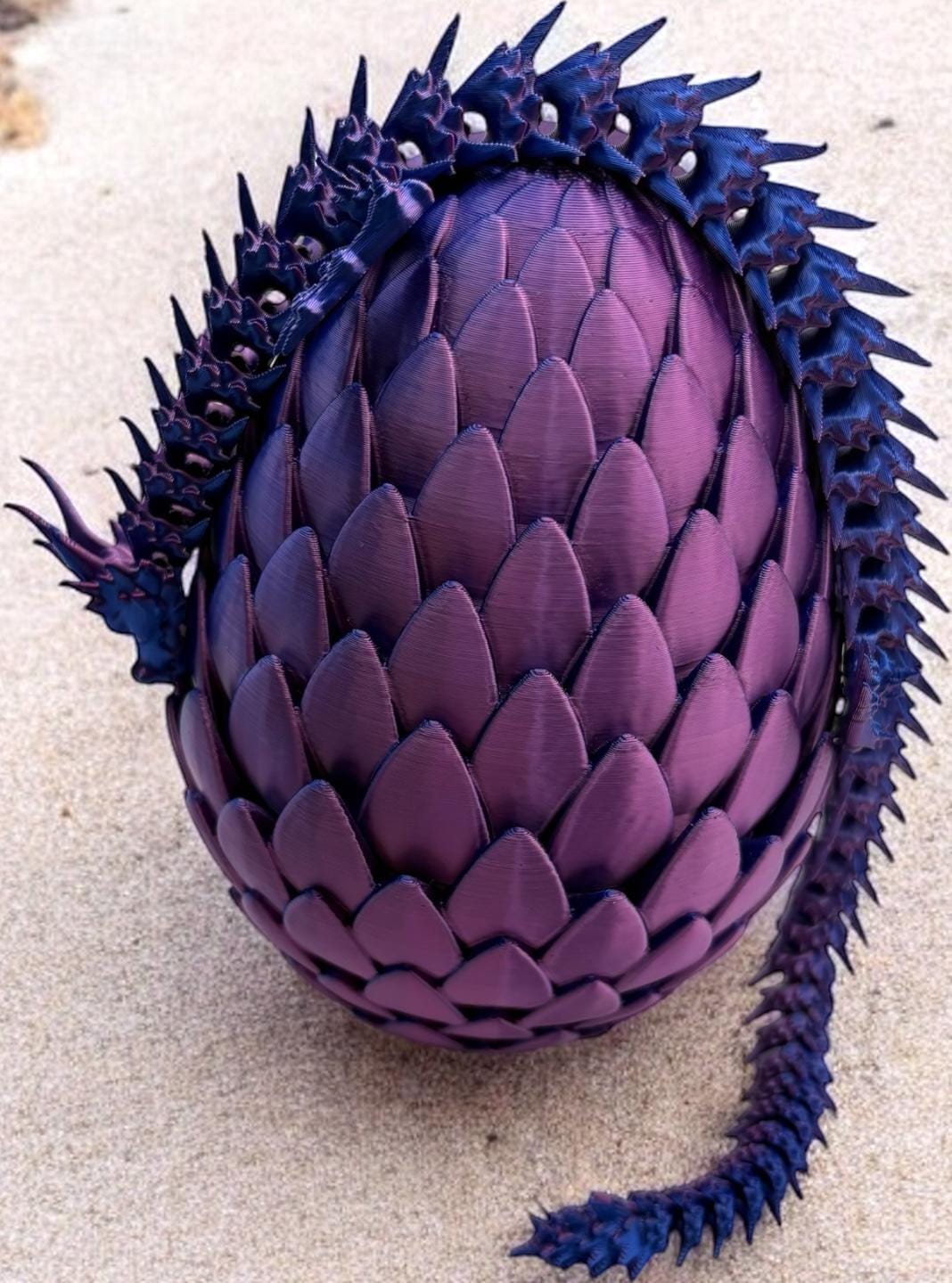 Neon Blaze Dragon with Matching Egg | Articulated Dark Blue & Magenta Dragon | Collectible Neon Decor
