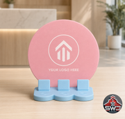 Personalized NFC business stand with custom logo and 3 smart tags