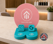 Personalized NFC business stand with custom logo and 2 smart tags