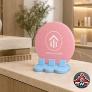 Personalized NFC business stand with custom logo and 3 smart tags