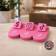 Personalized NFC business stand with custom logo and 3 smart tags
