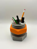 Bolt & Nut Pencil Holder – Industrial Style Desk Organizer – 3D Printed Office Decor