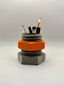Bolt & Nut Pencil Holder – Industrial Style Desk Organizer – 3D Printed Office Decor