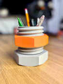 Bolt & Nut Pencil Holder – Industrial Style Desk Organizer – 3D Printed Office Decor