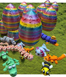 Mystery Egg with 5 Articulated Animals – Surprise Collectible Creatures, 3D-Printed Fidget Companion