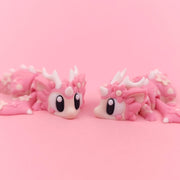 Cherry Blossom Baby Dragon with Egg | Soft Pink Articulated Collectible | Spring Dragon Egg Fantasy Fidget