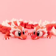 Cherry Blaze Dragon with Crystal Egg | 9-Inch Articulated Dragon | Handmade Collectible Fidget Toy