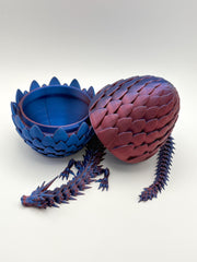 Dragon Egg Midnight Blaze Dragon with Egg | Dark Blue & Magenta/Red Articulated Dragon | Neon City Collection