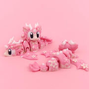 Cherry Blossom Baby Dragon with Egg | Soft Pink Articulated Collectible | Spring Dragon Egg Fantasy Fidget