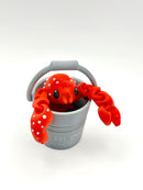 Articulated Mini Lobster + Bucket – Ocean Animal Fidget Toy for Collectors & Sea Lovers