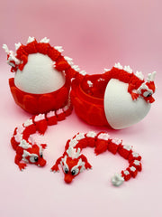 Cherry Blaze Dragon with Crystal Egg | 9-Inch Articulated Dragon | Handmade Collectible Fidget Toy