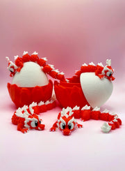 Cherry Blaze Dragon with Crystal Egg | 9-Inch Articulated Dragon | Handmade Collectible Fidget Toy