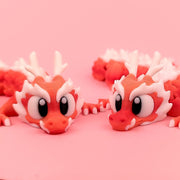 Cherry Blaze Dragon with Crystal Egg | 9-Inch Articulated Dragon | Handmade Collectible Fidget Toy