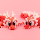 Cherry Blaze Dragon with Crystal Egg | 9-Inch Articulated Dragon | Handmade Collectible Fidget Toy
