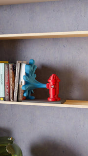 Fire Hydrant Bookend | Creative Urban Decor with 3D Water Splash | Fun Shelf Organizer