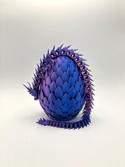 Neon Blaze Dragon with Matching Egg | Articulated Dark Blue & Magenta Dragon | Collectible Neon Decor
