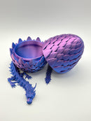 Neon Blaze Dragon with Matching Egg | Articulated Dark Blue & Magenta Dragon | Collectible Neon Decor
