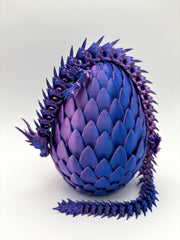 Neon Blaze Dragon with Matching Egg | Articulated Dark Blue & Magenta Dragon | Collectible Neon Decor
