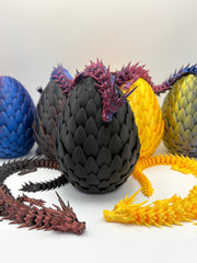 Dragon Egg Midnight Blaze Dragon with Egg | Dark Blue & Magenta/Red Articulated Dragon | Neon City Collection