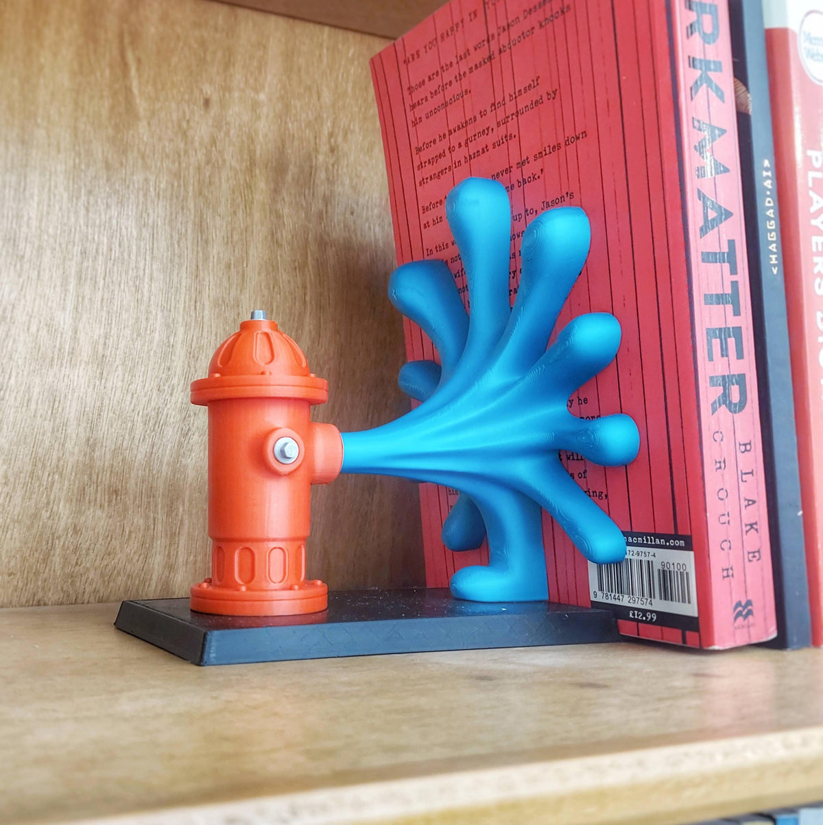 Fire Hydrant Bookend | Creative Urban Decor with 3D Water Splash | Fun Shelf Organizer