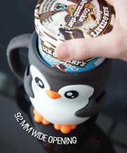 Pebbles the Penguin Ice Cream Pint Holder with Spoon Slots | Eco-Friendly 3D Print + Free Gift