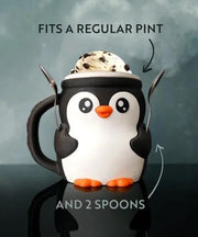 Pebbles the Penguin Ice Cream Pint Holder with Spoon Slots | Eco-Friendly 3D Print + Free Gift