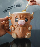 Lolli Moo Ice Cream Pint Holder – Gradient Highland Cow with Spoon Slots | Cute Gift + Free Gift