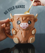 Milka Ice Cream Pint Holder the Highland Cow with Spoon Slots | Eco-Friendly 3D Print