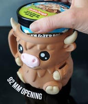 Ferdinand Highland Cow Ice Cream Pint Holder – 3D Printed with Spoon Slots & Snack Drawer