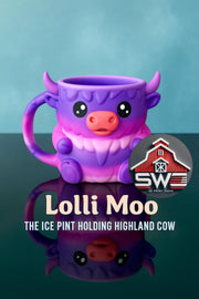 Ferdinand Highland Cow Ice Cream Pint Holder – 3D Printed with Spoon Slots & Snack Drawer