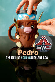 Ferdinand Highland Cow Ice Cream Pint Holder – 3D Printed with Spoon Slots & Snack Drawer