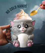 Toby the Cat Ice Cream Pint Holder – 3D Printed Kitty Cup with Spoon Slots & Secret Snack Drawer | 16oz Gift for Cat Lovers