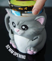 Leo Cuddles the Cat Ice Cream Pint Holder – 3D Printed Kitty Cup with Spoon Slots & Snack Drawer | 16oz Gift for Cat Lovers