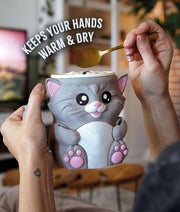 Leo Cuddles the Cat Ice Cream Pint Holder – 3D Printed Kitty Cup with Spoon Slots & Snack Drawer | 16oz Gift for Cat Lovers