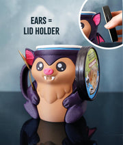 Bramble the Bat Ice Cream Pint Holder – 3D Printed Bat Cup with Spoon Slots & Optional Snack Drawer | 16oz Halloween Gift