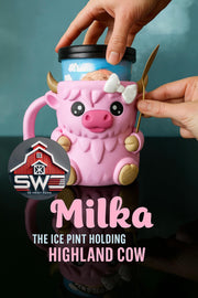 Milka Ice Cream Pint Holder the Highland Cow with Spoon Slots | Eco-Friendly 3D Print