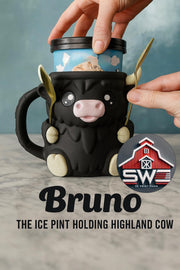 Milka Ice Cream Pint Holder the Highland Cow with Spoon Slots | Eco-Friendly 3D Print