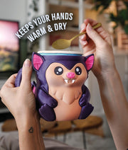 Bramble the Bat Ice Cream Pint Holder – 3D Printed Bat Cup with Spoon Slots & Optional Snack Drawer | 16oz Halloween Gift