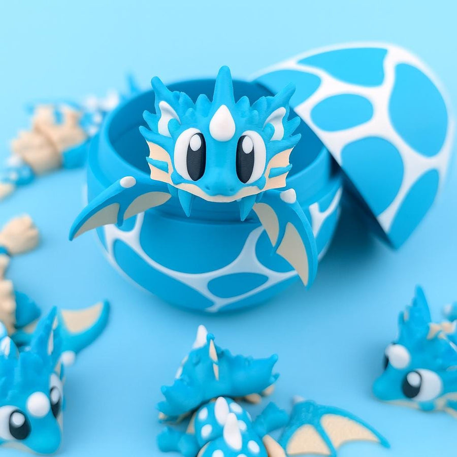 Sea Shell Mini Dragon and Egg – Articulated Ocean Dragon Toy with Matching Egg | 3D Printed Collectible Gift
