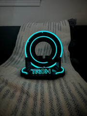 Tron White Edition Identity Disk & Stand – Glows Blue or Clear | Sci-Fi Display