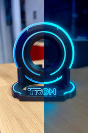 Tron White Edition Identity Disk & Stand – Glows Blue or Clear | Sci-Fi Display