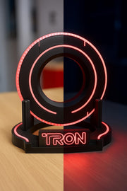 Tron White Edition Identity Disk & Stand – Glows Blue or Clear | Sci-Fi Display