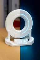 Tron White Edition Identity Disk & Stand – Glows Blue or Clear | Sci-Fi Display