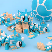 Sea Shell Mini Dragon and Egg – Articulated Ocean Dragon Toy with Matching Egg | 3D Printed Collectible Gift