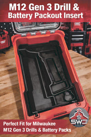 Milwaukee Packout Insert Compatible with M12 Gen 3 Drill, Batteries, and Accessories for Compact Organizer 48-22-8435