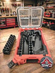 Milwaukee Packout Insert Compatible with M12 FUEL 3/8 in Ratchet 2557-20, 43PC Socket Set, and Accessories