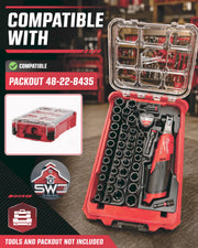 Milwaukee Packout Insert Compatible with M12 FUEL 3/8 in Ratchet 2557-20, 43PC Socket Set, and Accessories