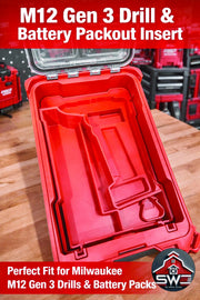 Milwaukee Packout Insert Compatible with M12 Gen 3 Drill, Batteries, and Accessories for Compact Organizer 48-22-8435