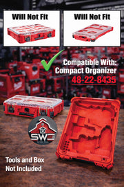 Milwaukee Packout Insert Compatible with 1/2 in Hammer Drill, 1/4 in Impact Driver, and Accessories for Tool Case 48-22-8435